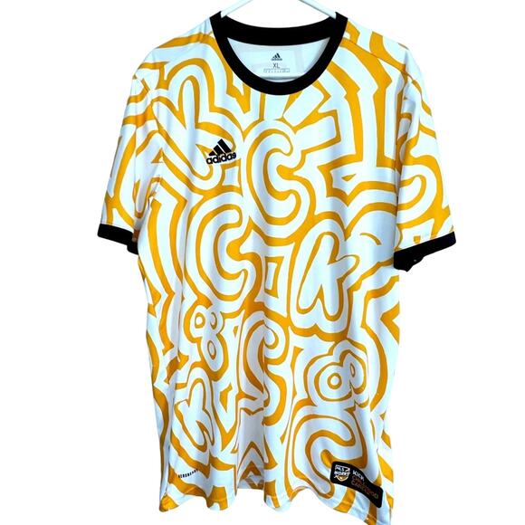 NWOT Adidas Kick Childhood Cancer Pre-Match AOP MLS Jersey Shirt Mens XL RARE - Picture 1 of 5